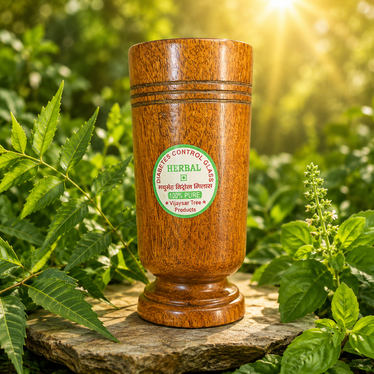 Vijaysar herbal wood tumbler (4 Inch)